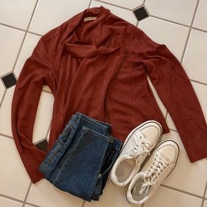 Rust colored light cardigan or jacket.  Suede like feel!  Like new!